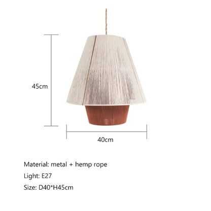 Vintage Wabi Sabi Pendant Lamp Hemp Rope Chandelier