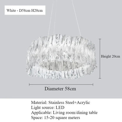Accordéon Suspension pendant light LED pleated acrylic chandelier
