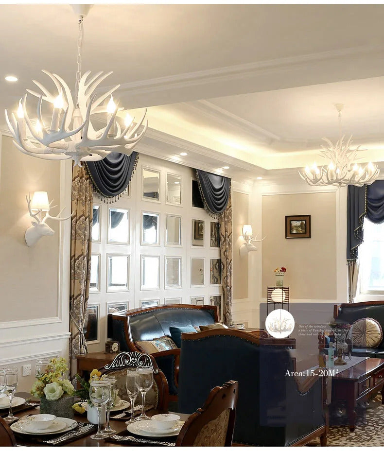 Rustic chandelier industrial wind lamps restaurant Internet cafe decoration antler lamp