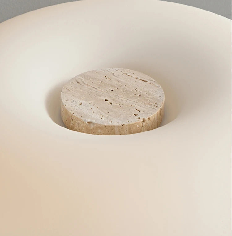 Modern Travertine Table Lamp Natural Stone LED Desk Lamp Indoor Decor Lighting Bedroom Living Room Study Matte Glass Lampshade
