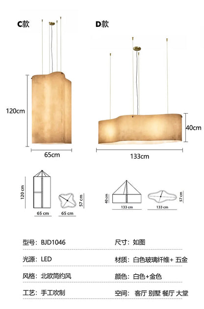 Nuvola Cloud Pendant Lamp Designer Hand-made Curved Fabric Lamp