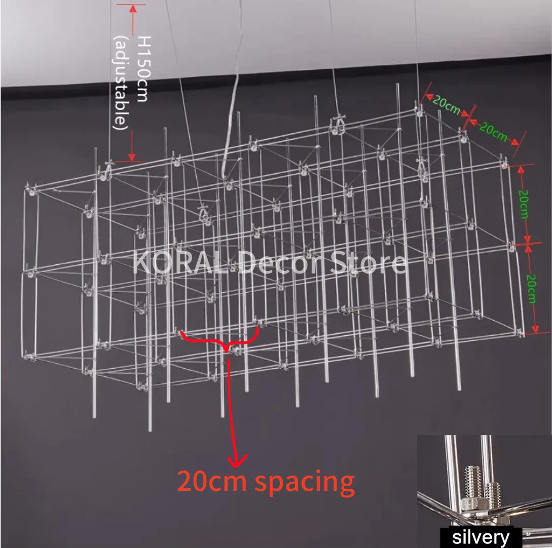 Modern Luxury Rectangular Chandelier LED Firefly Chandelier