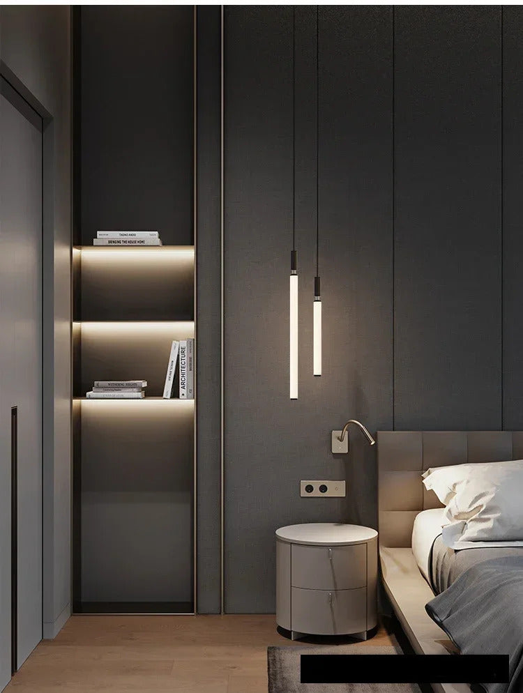 Nordic Staircase strip Pendant Light Modern Minimalist long line Villa Loft bedside Hanging Lamp