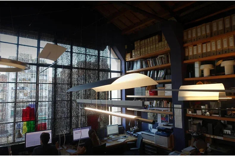 Nordic minimalist Linear Chandelier Modern black white industrial long Pendant Lamp