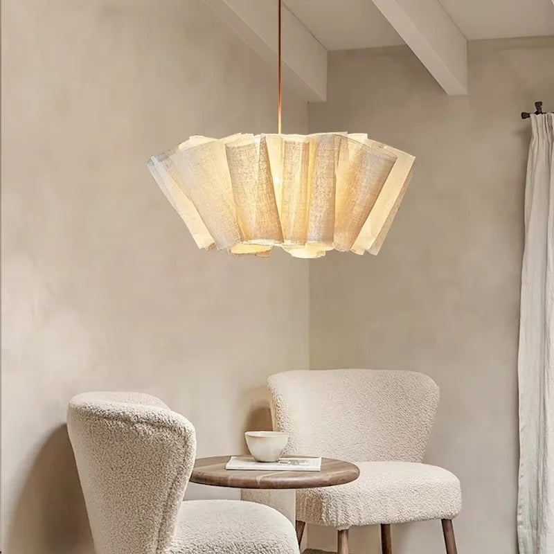 Nordic Linen Pleated Pendant lamp Vintage Wabi Sabi Wind Pendant light