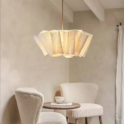Nordic Linen Pleated Pendant lamp Vintage Wabi Sabi Wind Pendant light