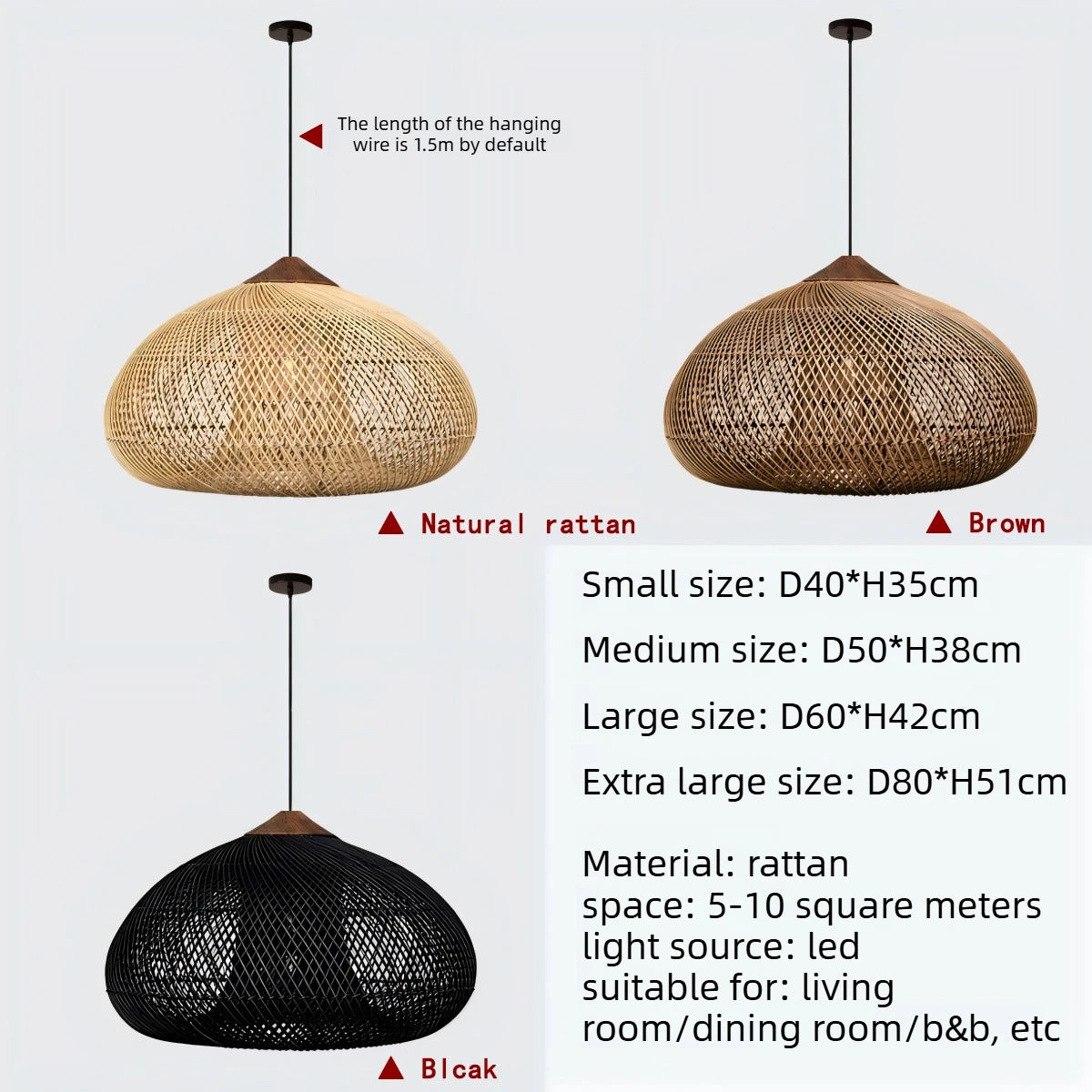 Japanese Wabi-Sabi Rattan Pendant Light Hand-Woven Boho Lamp