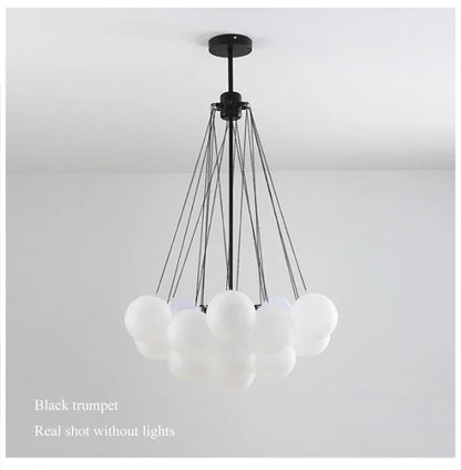 Nordic Simple Frosted Glass Bubble Ball Chandelier Bedroom Clothing Store Lamp Cloud Soft Look Children Room Pendant Lights LED