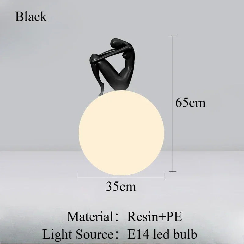 Nordic Art Floor Lamp Abstract Humanoid Holding Ball Vertical Light for Living Room Bedroom Creative Sculpture Decor Desk Lamps