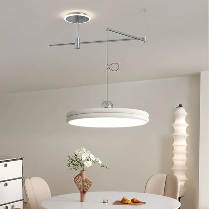 French Flying Saucer Pendant Light Creative Design Extendable Rotating Long Pole Lamp