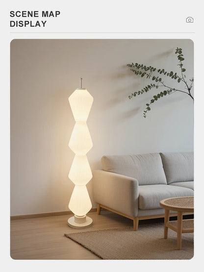 Modern Long Floor Lamp Nordic Minimalist Cream Lampshade Iron Base standing lights