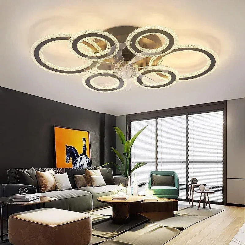living room ceiling fan light Nordic LED remote control living room cooling fan light