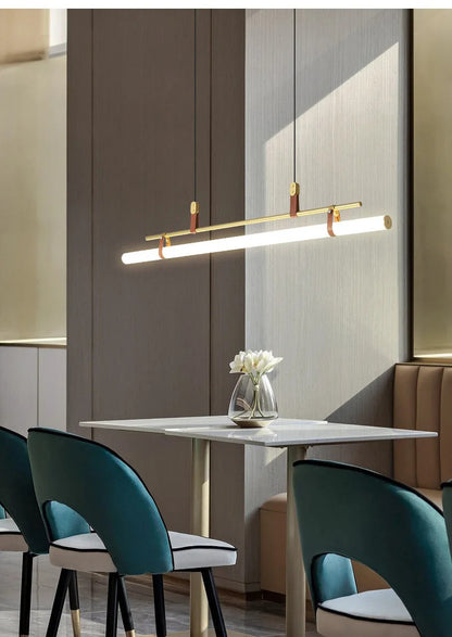 Nordic Minimalist Dining room Study Room Office Desk lighting Coffee Table Kitchen island Long Strip LED Ceiling Pendant Lamp
