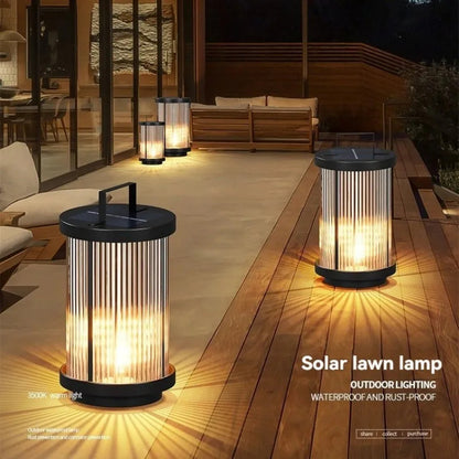 Modern Simple Clear Glass Landscape Lights Lantern Garden Solar Outdoor Light Courtyard Lawn Balcony Decoration Floor Lights