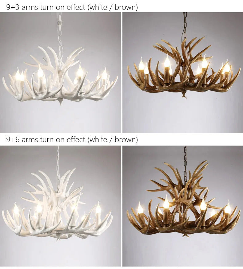 Rustic chandelier industrial wind lamps restaurant Internet cafe decoration antler lamp