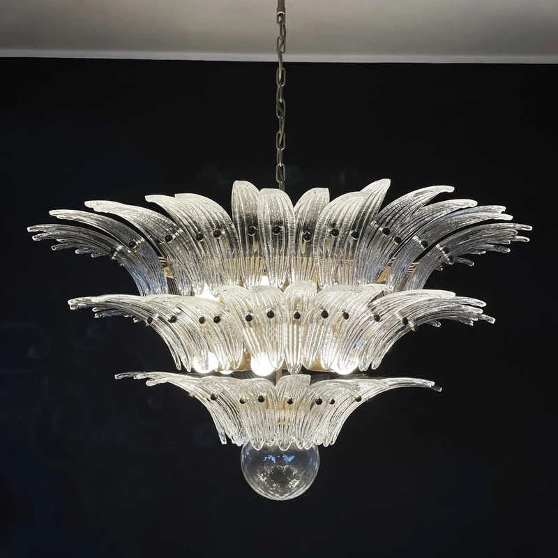 Glass Palmette Transparent Chandelier