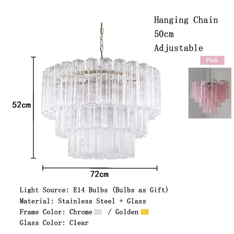 Modern Pink Glass Chandelier Designer Texture Glass Chandelie