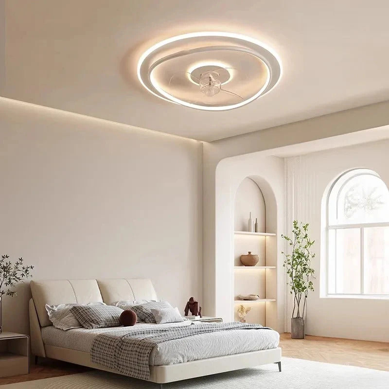 Modern LED Ceiling Fan Light Remote Dimming 6 Levels Silent Living Room lighting