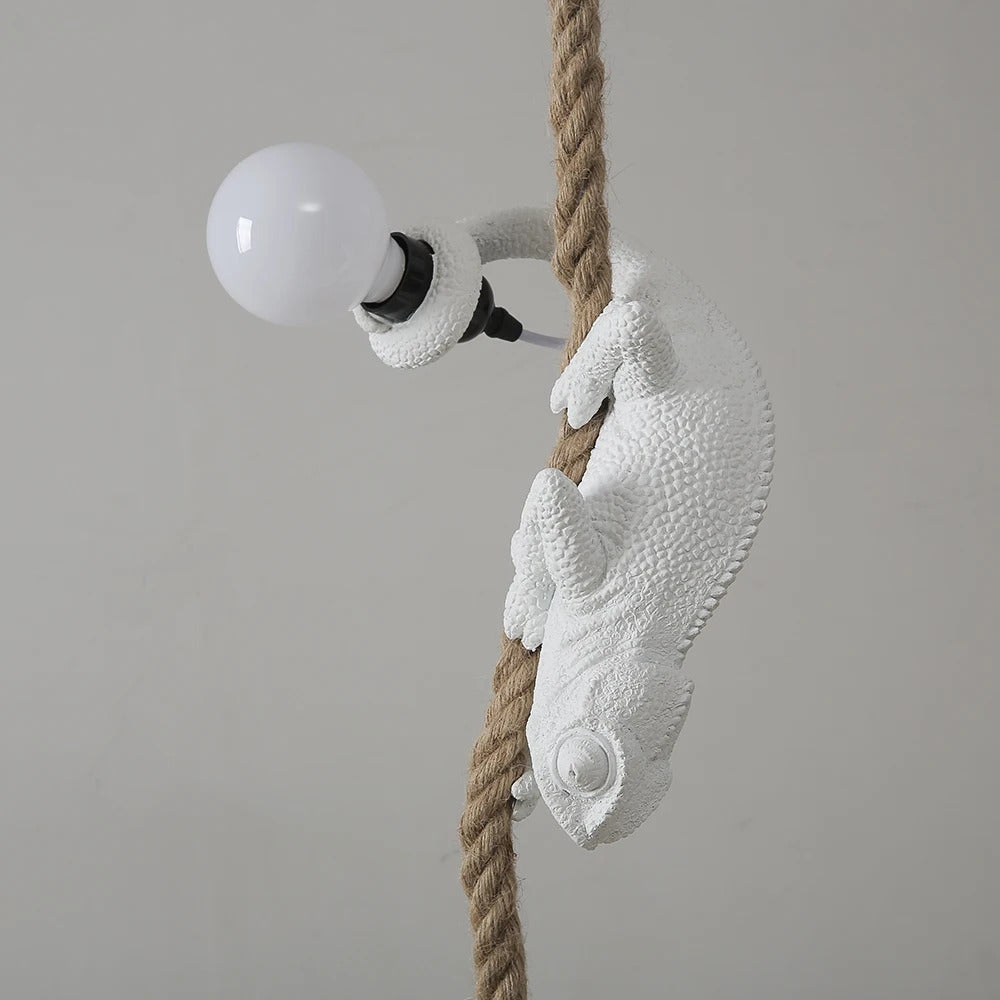 Resin chameleon pendant light Retro Hemp Rope Monkey Pendant Lamp