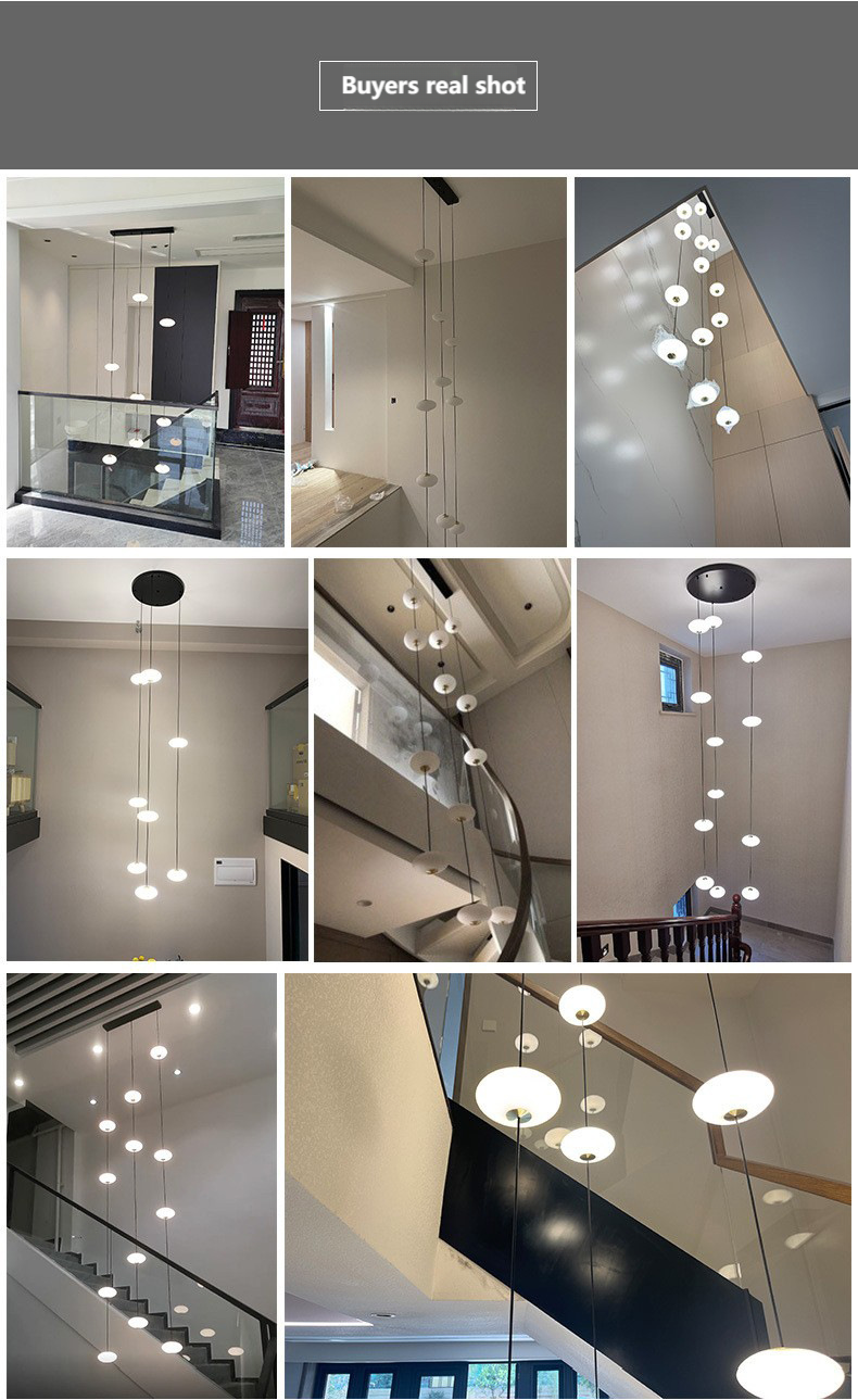 Modern villa Staircase Chandelier Nordic Oval String Ball Duplex Building LED pendant Light