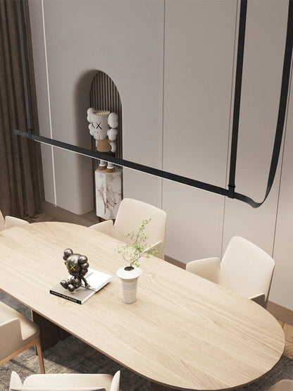 Modern Leather Chandelier LED Belt Fabric Pendant Lamp For Hotel Living Room Office Decor Minimalist Dining Table Hanging Lamp