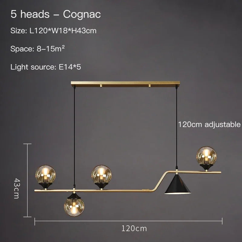 Lustre de vidro escandinavo, candeeiro suspenso, lustre de teto para cozinha e sala de jantar.