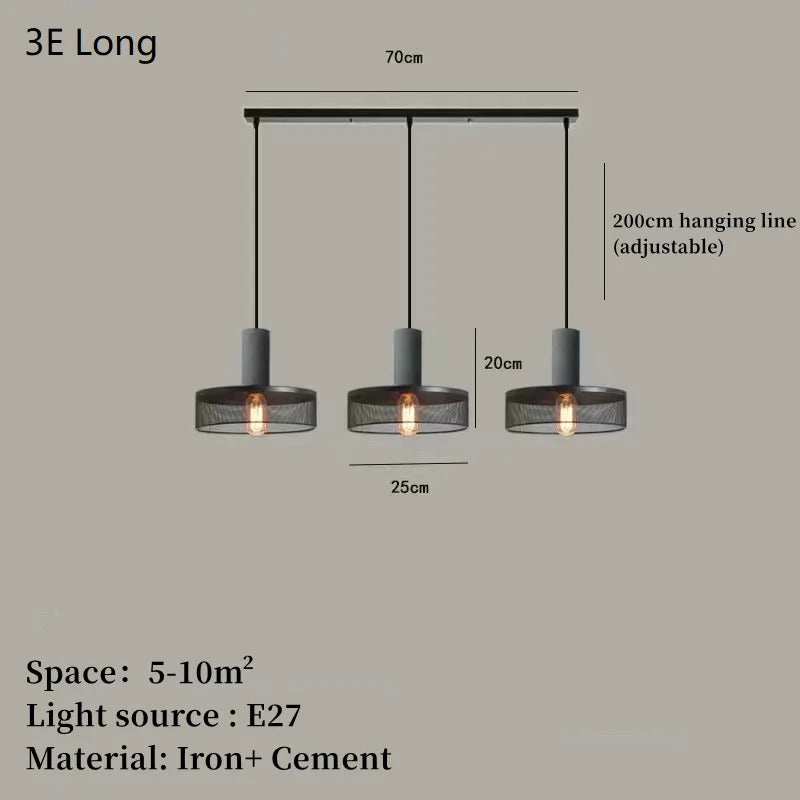 Industrial Concrete Pendant Light Home Decoration Chandelier Fixture Iron Shade Cement Hanging Lamp