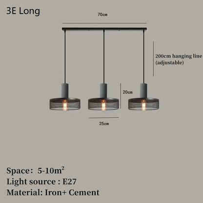 Industrial Concrete Pendant Light Home Decoration Chandelier Fixture Iron Shade Cement Hanging Lamp