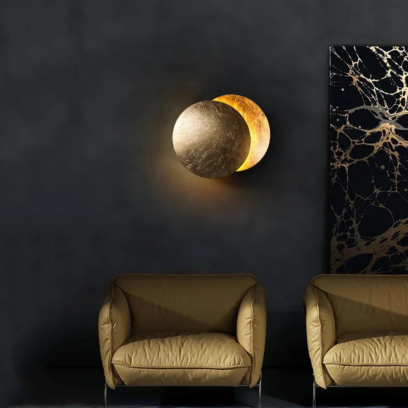 Modern Texture Designer round Wall Lamp Rotatable Black Gold round Sconce light