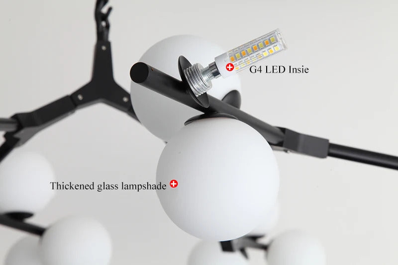 Nordic tree branch ball chandelier Modern white glass ball Led Pendant lights