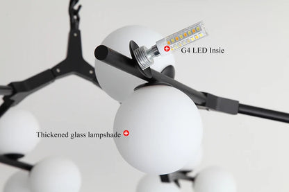 Nordic tree branch ball chandelier Modern white glass ball Led Pendant lights