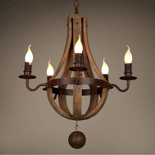 Vintage chandelier decoration Retro wood light fixture