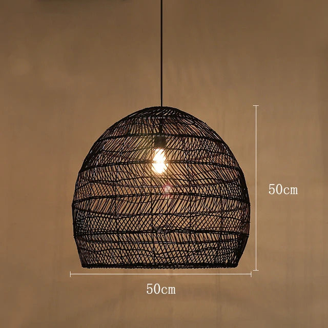 Natural Rattan wicker hanging lamp Chinese Style suspension