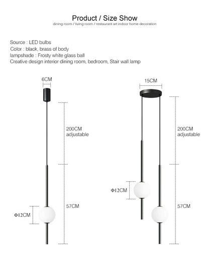 Nordic Simple Glass Ball Pendant Lights Dining Room Bedroom Decor Hanging Lamp