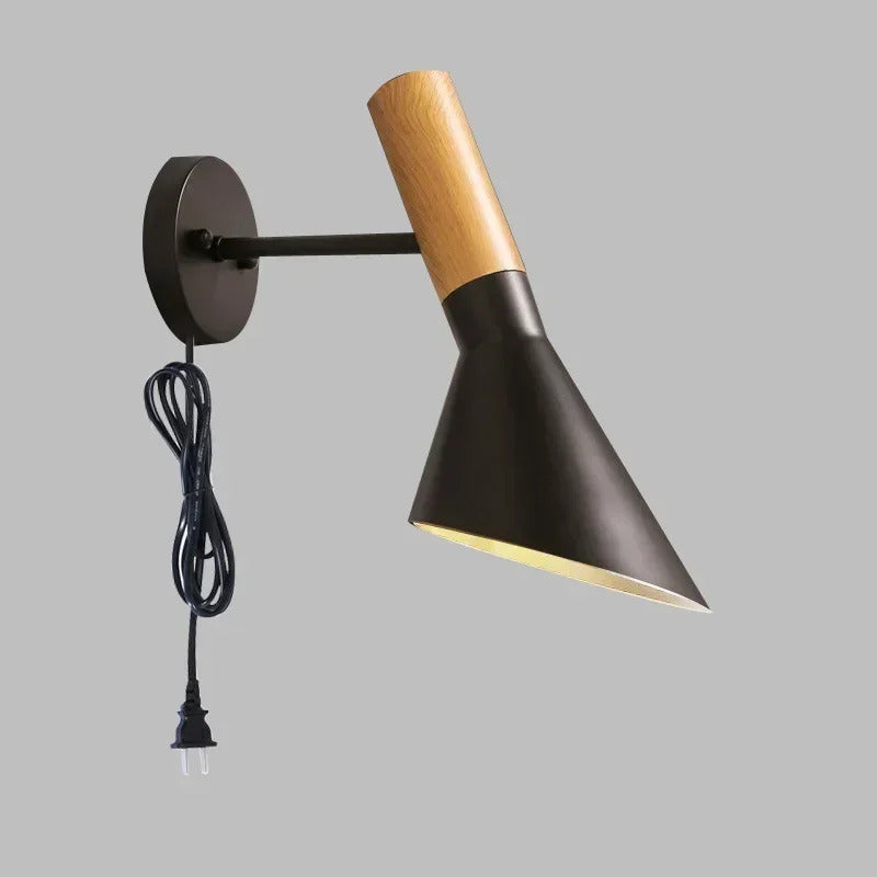 Nordic Minimalist Bedside Wall Lamp Black white Iron Sconce Industrial Retro wall light