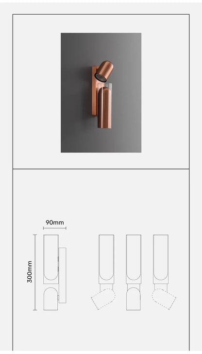 Bauhaus Italian wall lamp Modern minimalist Adjustable angle bedside night light