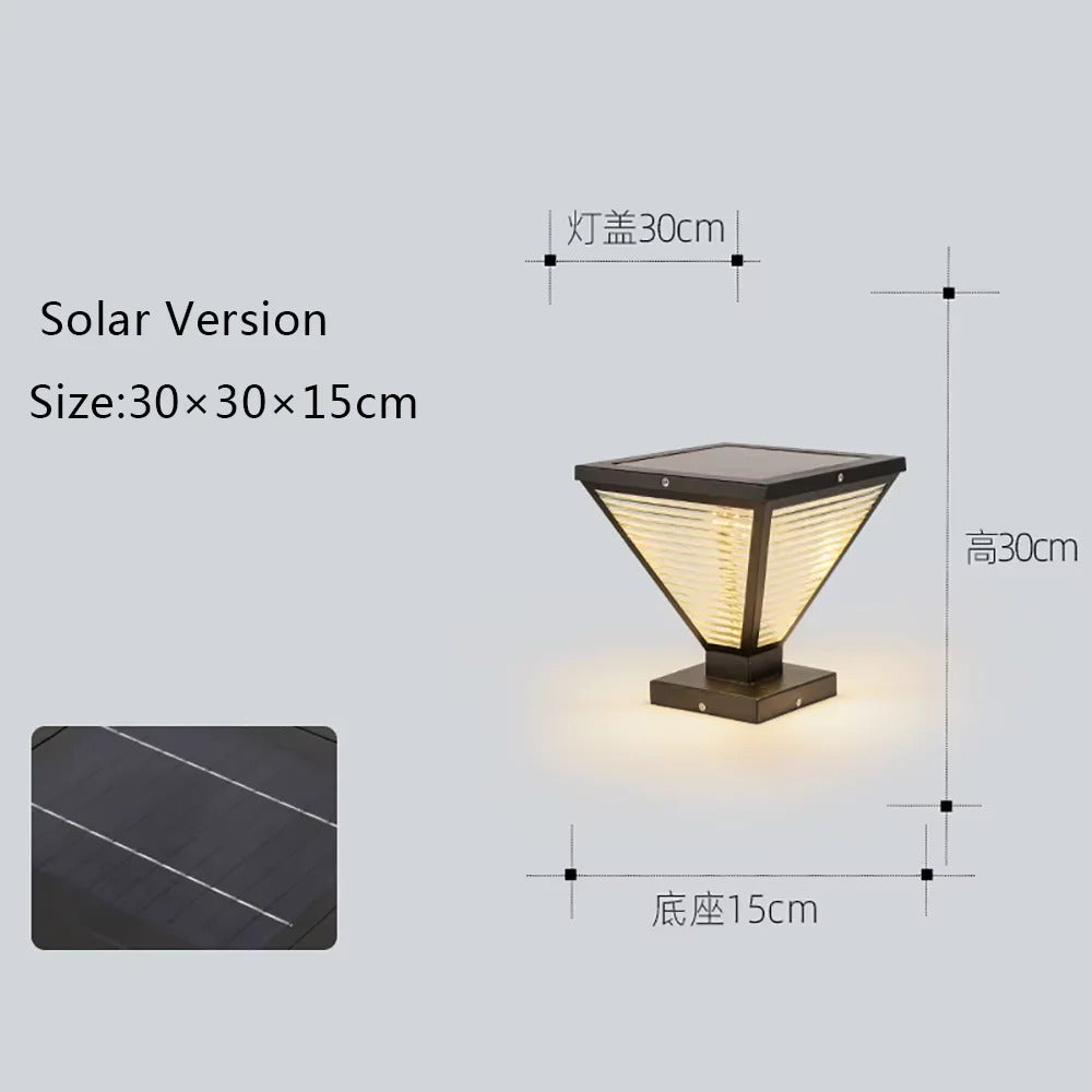 Outdoor Solar Tapered Pillar Lights Light Control Garden Light Sensor Outdoor Waterproof lamp