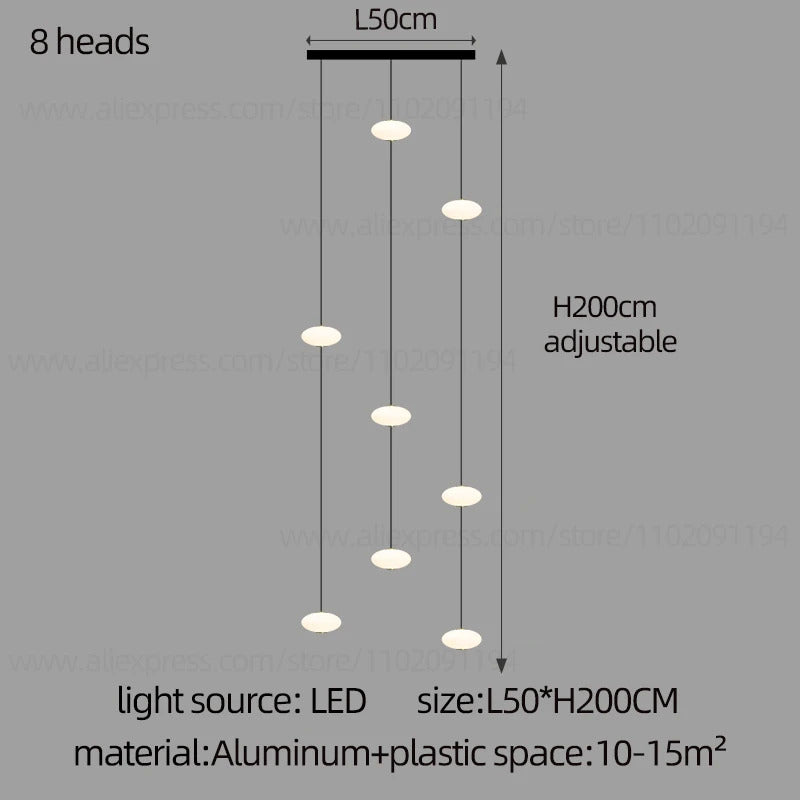 Modern villa Staircase Chandelier Nordic Oval String Ball Duplex Building LED pendant Light