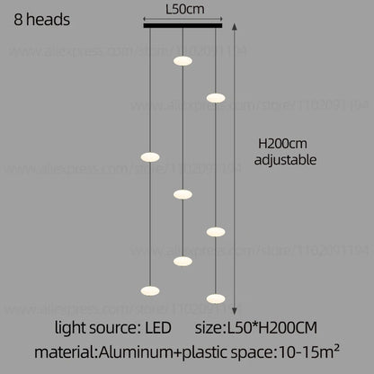 Modern villa Staircase Chandelier Nordic Oval String Ball Duplex Building LED pendant Light