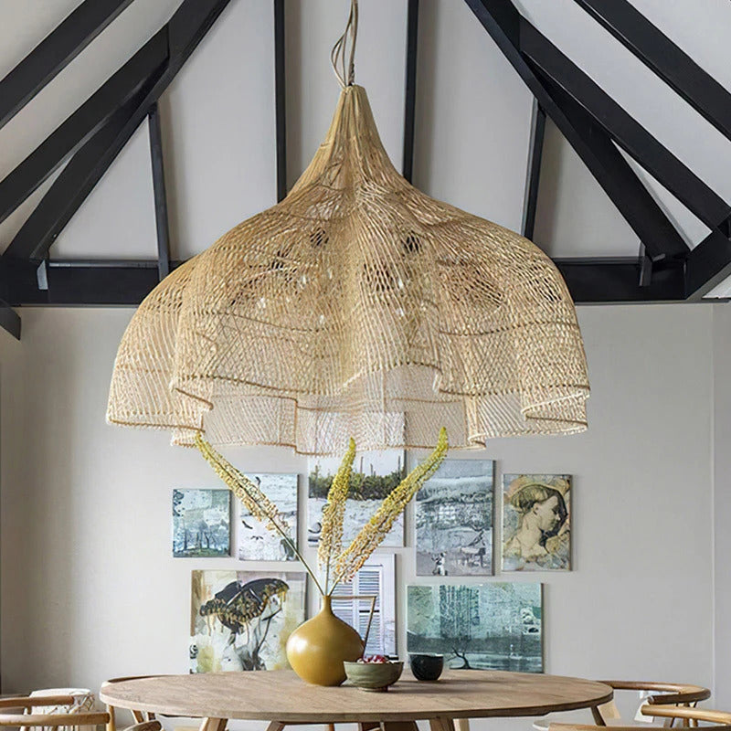 Wabi Sabi Rattan Pendant Lamp Modern Living Room Wicker Pendant Lamp
