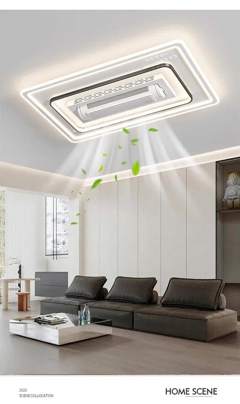 Invisible leafless LED ceiling fan light bedroom hotel remote control hanging lamp