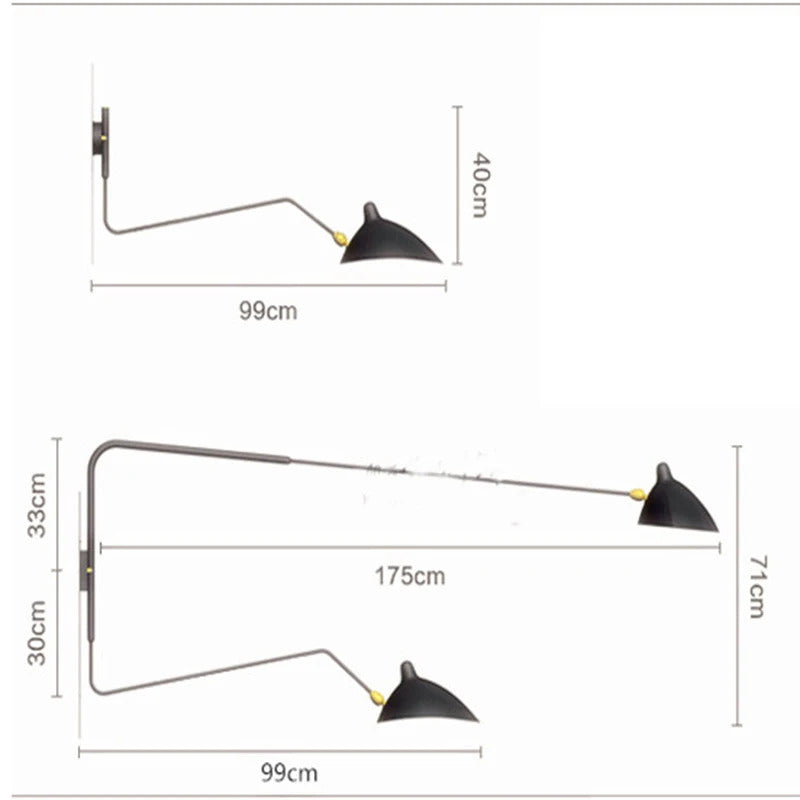 Industrial Long Pole Swing Wall lamp Nordic Spider ceiling Light Minimalist wall Sconce