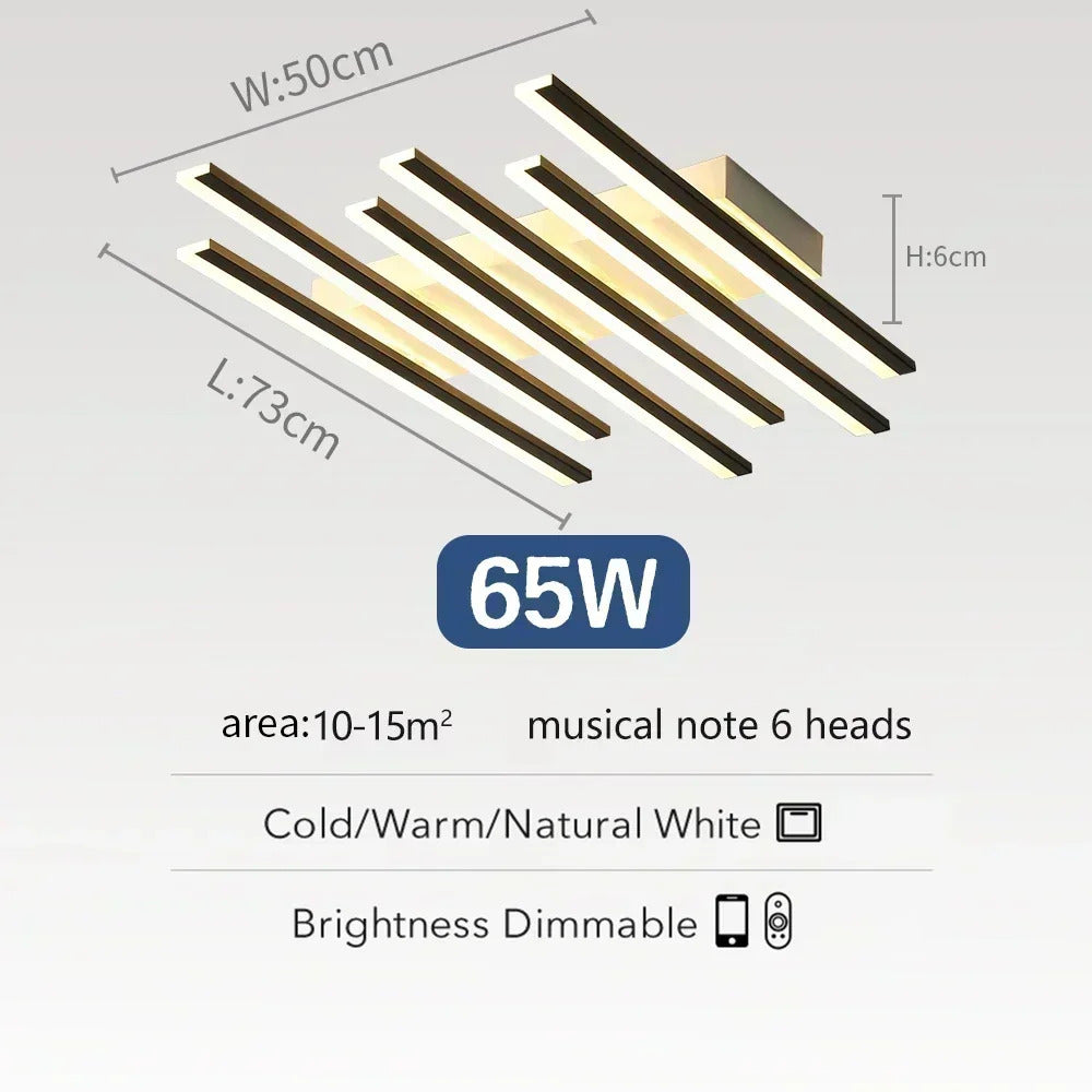 Art Fishbone Line Acrylic LED Ceiling Lamp Living Room Bedroom Lighting