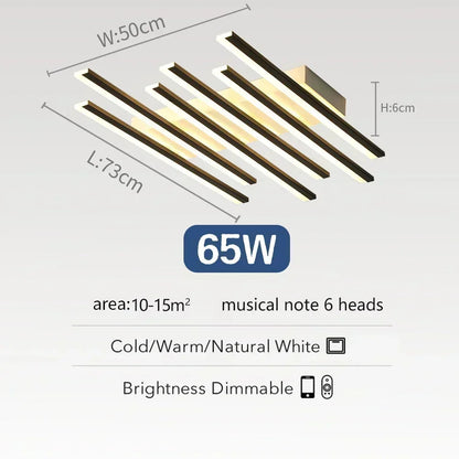 Art Fishbone Line Acrylic LED Ceiling Lamp Living Room Bedroom Lighting