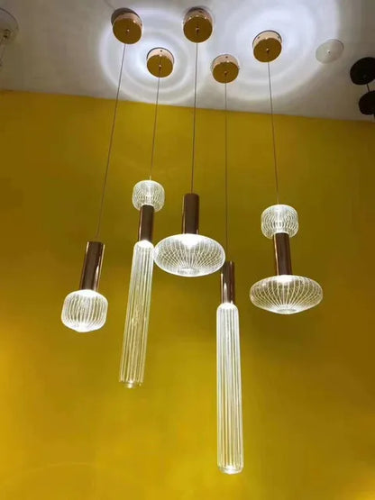 Cipher Multi Pendant light Luxury Clear Glass pipe Chandelier