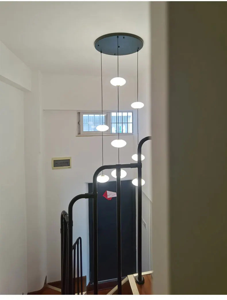 Modern villa Staircase Chandelier Nordic Oval String Ball Duplex Building LED pendant Light