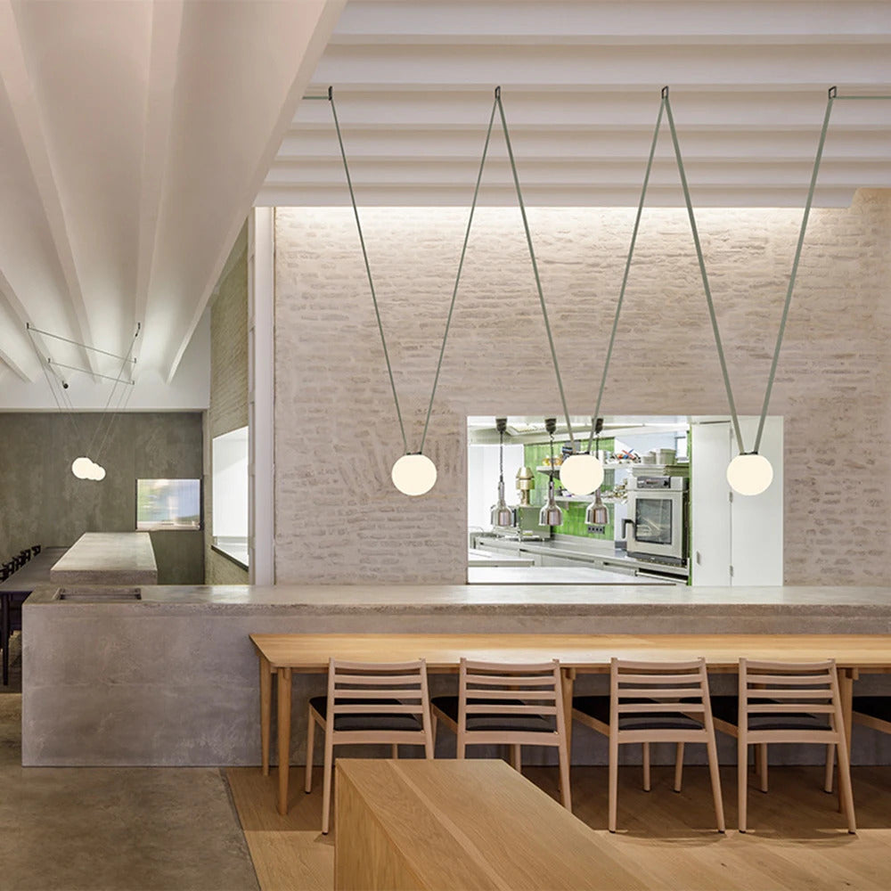 PLUSMINUS LED Belt Pendant lamp Trendy glass ball light