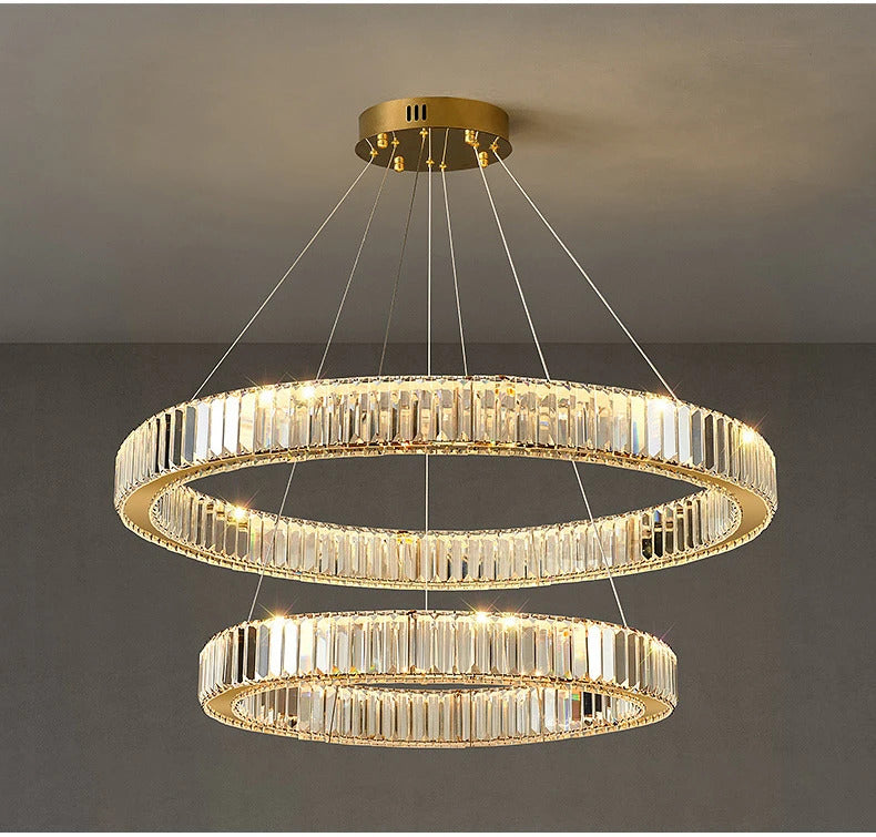 Luxury Crystal LED Pendant Lights Home Villa Living Room Dimmable Lighting Lustre Decoration Ceiling Chandelier Lamps Fixtures