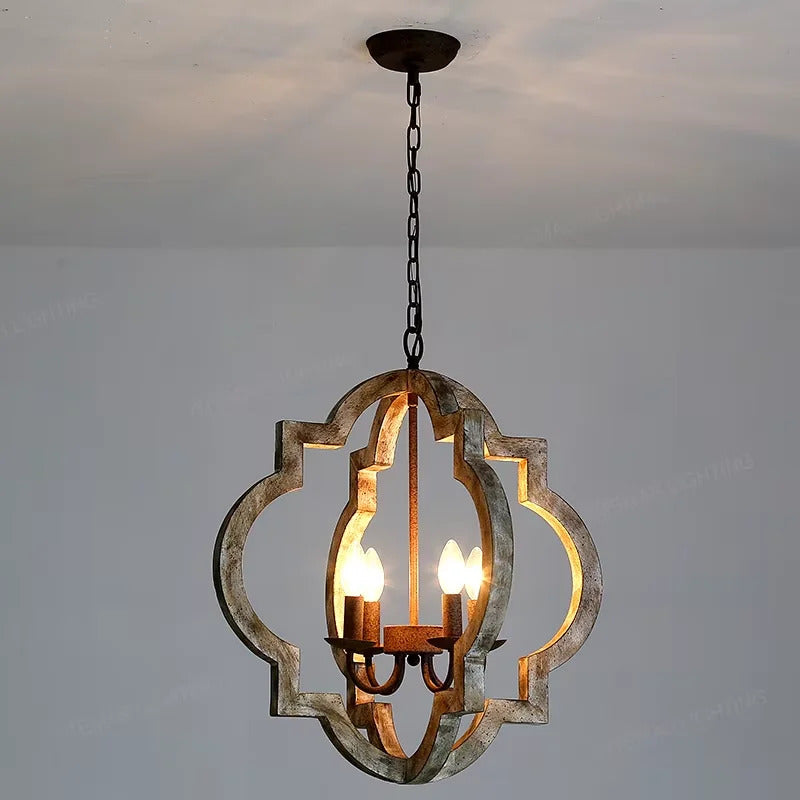 American Vintage Wrought Iron Gold Chandelier Nordic Design Living Room Pendant Lamp