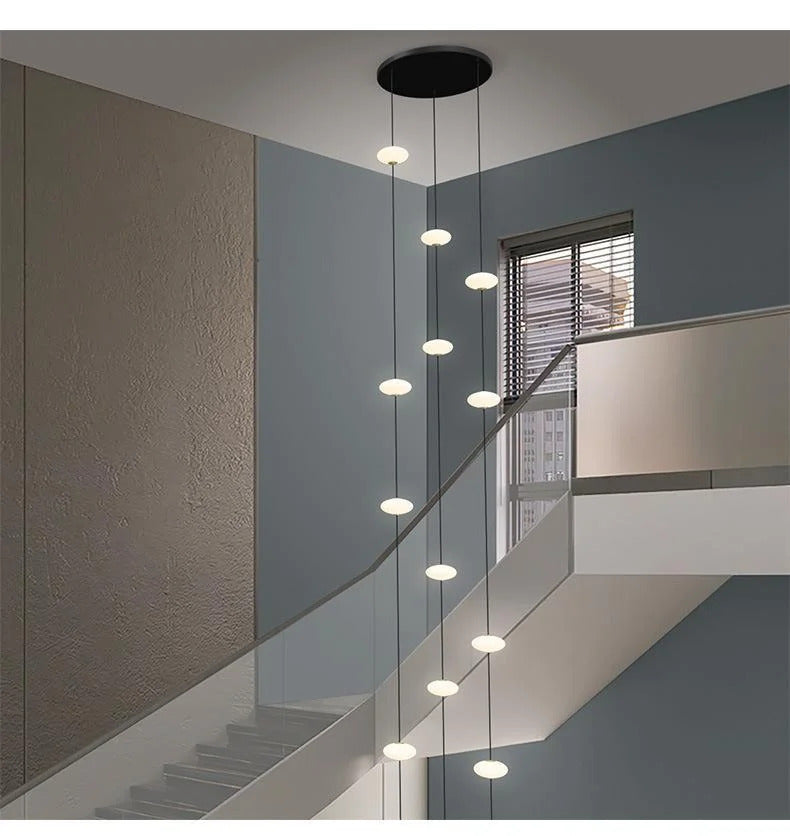 Modern villa Staircase Chandelier Nordic Oval String Ball Duplex Building LED pendant Light